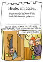 Cartoon: 22. April (small) by chronicartoons tagged jack,nicholson,shining,film