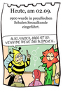 Cartoon: 2. September (small) by chronicartoons tagged sex sexualkunde aufklärung blume biene schule cartoon