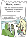 Cartoon: 6. November (small) by chronicartoons tagged greenpeace,arktis,eisbär,umweltschutz,cartoon