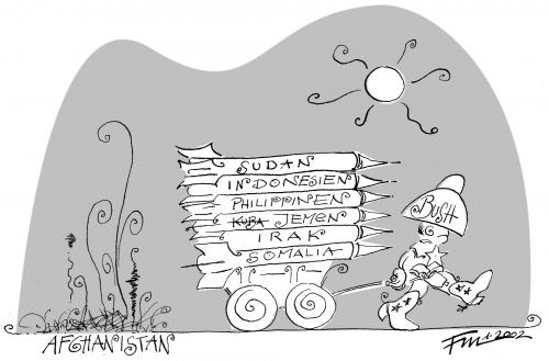 Cartoon: bush walking (medium) by 2001 tagged war,on,terror,