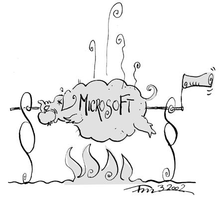 Cartoon: Spanferkelessen (medium) by 2001 tagged microsoft,kartell,