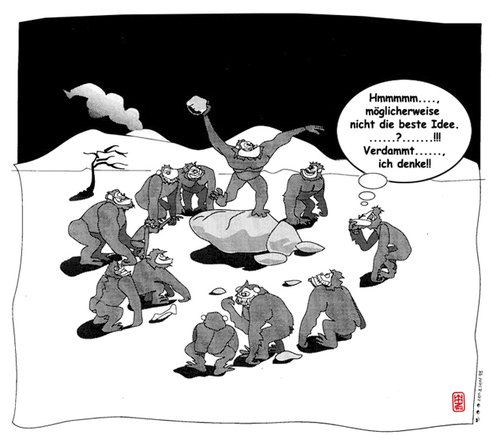 Cartoon: ich denke! (medium) by zenundsenf tagged zenf,thinking,zensenf,zenundsenf,walter,andi,cartoon,comic,illustration,ape,man