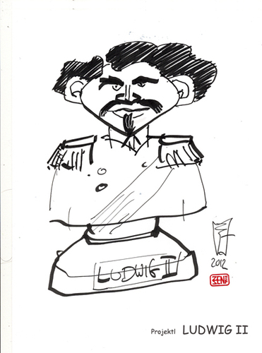 Cartoon: LUDWIG II - König (medium) by zenundsenf tagged vhs,augsburg,zenf,zensenf,zenundsenf,andreas,walter,könig,ludwig,der,zweite,bayern,generator,cartoon,comic,illustration,caricature,karikatur