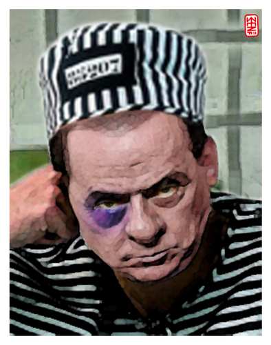 Cartoon: Silvio Berlusconi (medium) by zenundsenf tagged silvio,berlusconi,gefängnis,bestechung,korruption,gericht,urteil,italien,cartoon,illustration,zenf,jail,court,italy,president,zensenf,zenundsenf,andi,walter,edda,von,sinnen