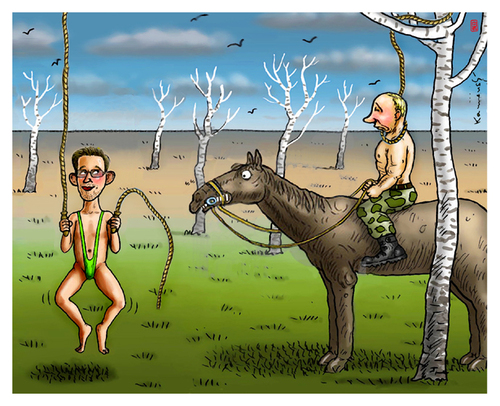 Cartoon: Verstrickung-Taigatanga2 (medium) by zenundsenf tagged marian,kamensky,hommage,taigatanga,snowden,putin,strick,cartoon,verstrickung,composing,caricature,karikatur,zenf,zensenf,zenundsenf,andi,walter