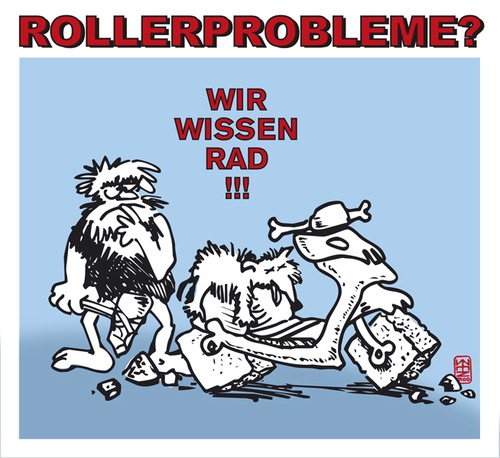 Cartoon: Wir wissen Rad! (medium) by zenundsenf tagged motorroller,scooter,neanderthaler,rad,rat,zenf,zensenf,zenundsenf,walter,andi