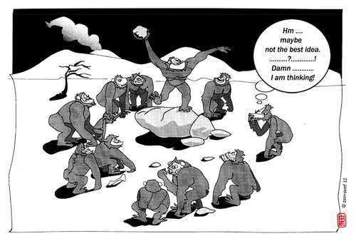 Cartoon: ich denke! (medium) by zenundsenf tagged zenf,thinking,zensenf,zenundsenf,walter,andi,cartoon,comic,illustration,ape,man