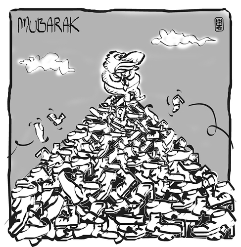 Cartoon: MUBARAK-2 (medium) by zenundsenf tagged andi,walter,zenundsenf,zensenf,zenf,rücktritt,schuh,mubarak