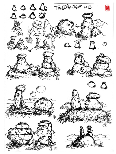 Cartoon: Troll Dialoge (medium) by zenundsenf tagged walter,andi,zenundsenf,zensenf,zenf,illustration,island,dialog,trolls,reisen,auf,trolle,eriksson,björn
