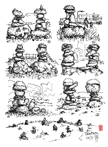 Cartoon: Troll Dialoge (medium) by zenundsenf tagged walter,andi,zenundsenf,zensenf,zenf,illustration,island,dialog,trolls,reisen,auf,trolle,eriksson,björn