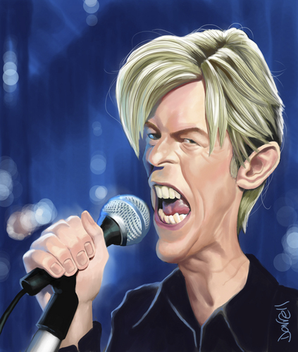 Cartoon: David Bowie (medium) by Darrell tagged david,bowie,by,darrell,thompson