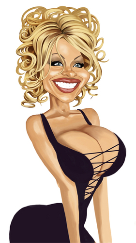 Cartoon: Pamela Anderson (medium) by Darrell tagged pamela