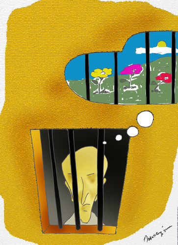 Cartoon: dream in jail (medium) by huseyinalparslan tagged jail