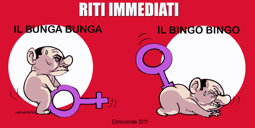 Cartoon: bingo bingo (medium) by ELCHICOTRISTE tagged berlusconi,bingo