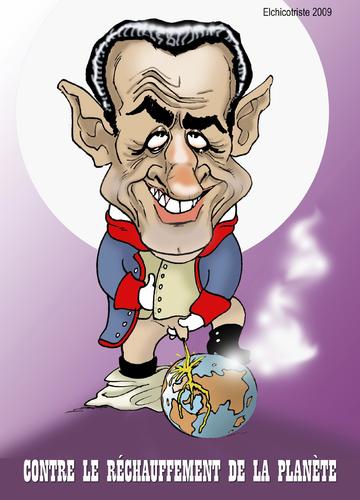 Cartoon: Sarko et la planete (medium) by ELCHICOTRISTE tagged politics