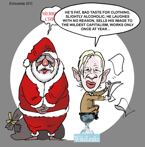 Cartoon: WEAK...ILIK (medium) by ELCHICOTRISTE tagged wikileaks,assange,christmas