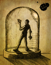 Cartoon: Again (small) by Abe tagged heart,break,bald,ink,filter,sepia,love,lost,gone,hope,her,alone,travel,away