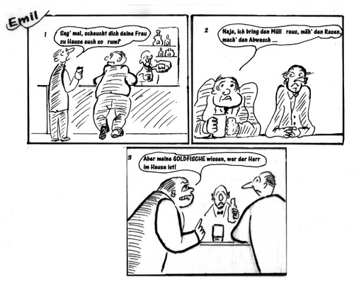 Cartoon: Emanzipation - ein Comic! (medium) by arno tagged männergespräche,gemütliches,ambiente
