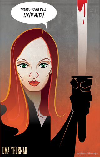 Cartoon: Kill Bill (medium) by Martynas Juchnevicius tagged uma,thurman,movies,digital,vector,actress,film,people,famous,kill,bill,tarantino