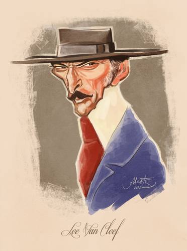 Cartoon: Lee Van Cleef (medium) by Martynas Juchnevicius tagged lee,van,cleef,actor,famous,movie,star,caricature,people