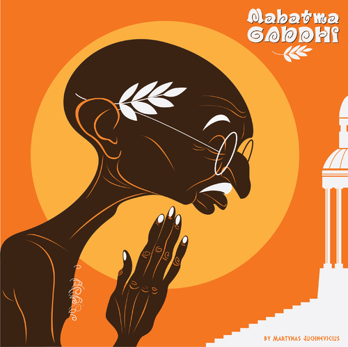 Cartoon: Mahatma (medium) by Martynas Juchnevicius tagged mahatma,politics,human,influence,peace,humanity,activist,gandhi,india,positivity,great,leader
