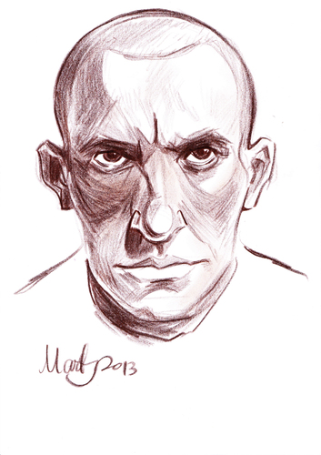 Cartoon: Mayakovsky (medium) by Martynas Juchnevicius tagged sketch,caricature,pencil,mayakovsky,writer,poet,russian,literature,soviet,futurist,drawing