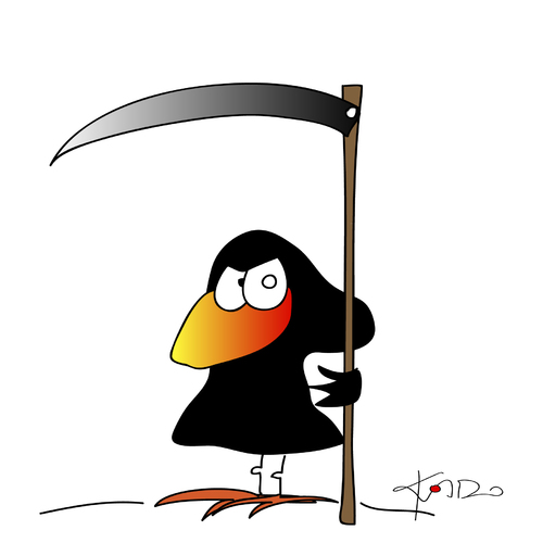 Cartoon: Der Schnitter - Grim Reaper (medium) by KADO tagged tod,death,reaper,grim,schnitter,sensenmann,krähe,crow,animal,bird,vogel,kado,kadocartoons,dominika,kalcher,comic,humor,spass,cartoon,illustration,austria,steiermark,graz,styria,kunst,art,zeichnen,draw