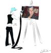 Cartoon: Dolie-Autoportrait (small) by Dolie tagged easel,portrait