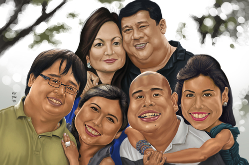 Cartoon: Yanson Family (medium) by Rey Esla Teo tagged painting,digital,portrait,caricature,family
