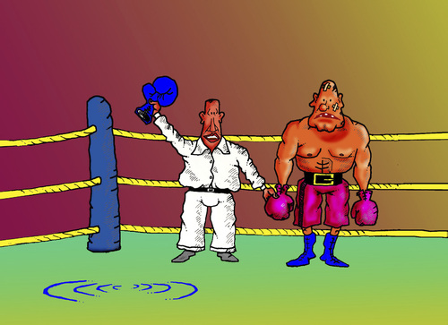 Cartoon: boxing (medium) by janjicveselin tagged boxer,boxing,sport,theft,ring,judges,winner,defeat,unsportsmanlike