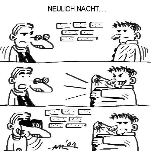 Cartoon: Spann und Exxi (medium) by Walwing tagged spanner,exhibitionist,nacht,begegnung,