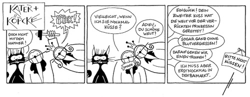 Cartoon: Kater u. Köpcke - Nagel VI Ende (medium) by badham tagged freundlichkeit,friendliness,depot,home,store,hardware,center,building,rescue,instructor,yoga,werkzeug,tool,nail,studio,princess,kiss,bewitched,frog,nagel,hammer,köpcke,badham,hammel,kater,domination,lunatic,insane,world,weltherrschaft,wahnsinnig,irre