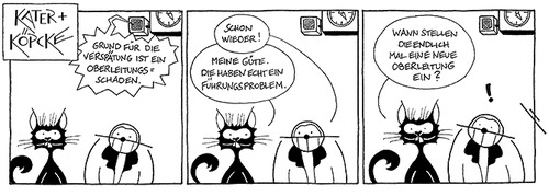 Cartoon: Kater u. Köpcke - Oberleitung (medium) by badham tagged badham,hammel,kater,köpcke,deutsche,bahn,oberleitung,manager,defekt,verspätung,oberleitungsschaden