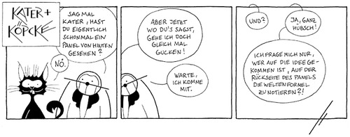 Cartoon: Kater u. Köpcke - Rückseite (medium) by badham tagged badham,hammel,kater,köpcke,weltformel,weltenformel,theory,of,everything,panel,rückseite,back,side