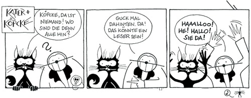 Cartoon: Kater u. Köpcke - Rückseite 4 (medium) by badham tagged badham,hammel,kater,köpcke,panel,rückseite,backside,zurück,back,again,reader,leser,leserzahlen,publikum