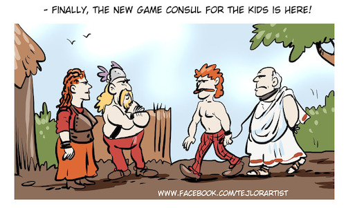 Cartoon: Game consul (medium) by tejlor tagged ancient,game,consul,console