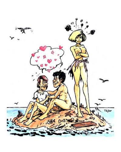 Cartoon: Love on the desert island (medium) by tejlor tagged love