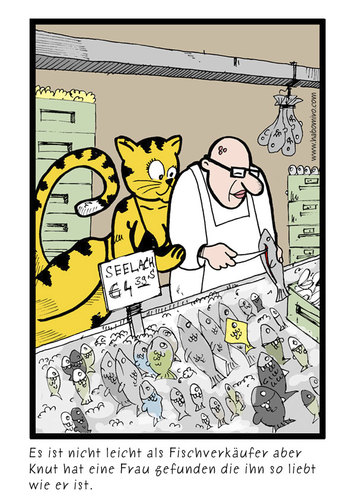 Cartoon: Fischverkäufer (medium) by Habomiro tagged habomiro,fisch,fischverkäufer,katze,katzenmädchen