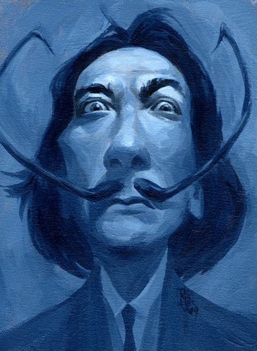 Cartoon: Mikey_Dali09_01 (medium) by mikeyzart tagged caricature,salvador,dali,acrylic,painting,humorous