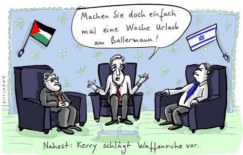 Cartoon: Ballermann (medium) by kittihawk tagged kittihawk,2014,nahost,gaza,konflikt,waffenruhe,friedensplan,israel,palestina,kerry,vermittlung,zwei,stufen,plan,eine,woche,ballermann,urlaub,abbas,netanjahu,verhandlungen,staaten,kittihawk,2014,nahost,gaza,konflikt,waffenruhe,friedensplan,israel,palestina,kerry,vermittlung,zwei,stufen,plan,eine,woche,ballermann,urlaub,abbas,netanjahu,verhandlungen,staaten