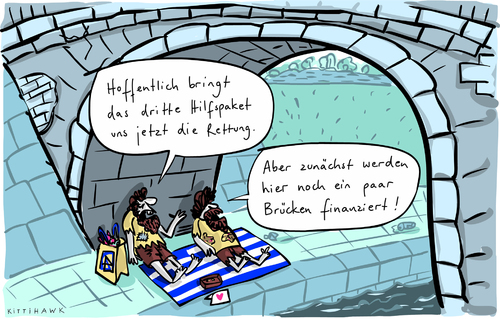 Cartoon: Brückenfinanzierung (medium) by kittihawk tagged kittihawk,2015,brücken,finanzierung,griechenland,deutschland,eu,europa,eurozone,drittes,hilfspaket,brücke,penner,obdachlose,armut,verschärfung,kittihawk,2015,brücken,finanzierung,griechenland,deutschland,eu,europa,eurozone,drittes,hilfspaket,brücke,penner,obdachlose,armut,verschärfung