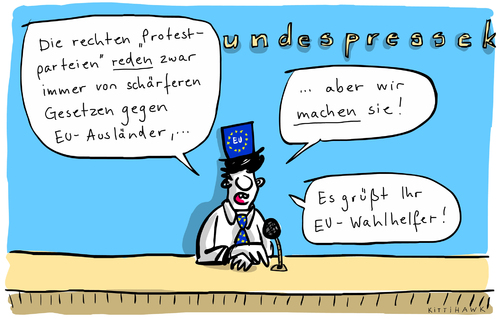 Cartoon: EU Ausländer (medium) by kittihawk tagged kittihawk,europawahl,gesetze,gegen,eu,ausländer,sozialtourismus,einreisesperre,kindergeld,betrug,unrechtmäßig,beantragt,zuwanderung,arbeitserlaubnis,begrenzt,kittihawk,europawahl,gesetze,gegen,eu,ausländer,sozialtourismus,einreisesperre,kindergeld,betrug,unrechtmäßig,beantragt,zuwanderung,arbeitserlaubnis,begrenzt