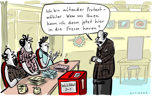 Cartoon: Fresse hauen (medium) by kittihawk tagged wahl,wahl