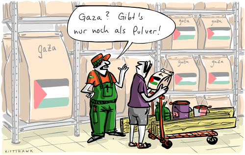 Cartoon: Gaza Pulver (medium) by kittihawk tagged kittihawk,2014,gaza,streifen,pulver,gibts,nur,noch,als,zerbombt,pulverisiert,baumarkt,material,einkauf,kunde,zement,baumaterial,zerstörung,aufbau,nahost,konflikt,israel,raketen,beschuss,sack,palestina,kittihawk,2014,gaza,streifen,pulver,gibts,nur,noch,als,zerbombt,pulverisiert,baumarkt,material,einkauf,kunde,zement,baumaterial,zerstörung,aufbau,nahost,konflikt,israel,raketen,beschuss,sack,palestina