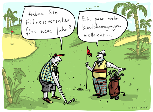 Cartoon: kontobewegungen (medium) by kittihawk tagged golf,konto,bewegungen,fitness,vorsätze,neues,jahr,neujahr,sport,bewegung,golf,bewegungen,konto,fitness,vorsätze,neujahr,sport,bewegung