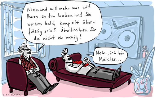 Cartoon: Makler (medium) by kittihawk tagged kittihawk,2014,makler,gesetz,mietpreisbremse,bestellprinzip,vermieter,mieter,zahlt,courtage,geschäftsmodell,komplett,überflüssig,niemand,zu,tun,haben,übertreiben,sie,psychiater,sitzung,liege,couch,existenz,angst,kittihawk,2014,makler,gesetz,mietpreisbremse,bestellprinzip,vermieter,mieter,zahlt,courtage,geschäftsmodell,komplett,überflüssig,niemand,zu,tun,haben,übertreiben,sie,psychiater,sitzung,liege,couch,existenz,angst