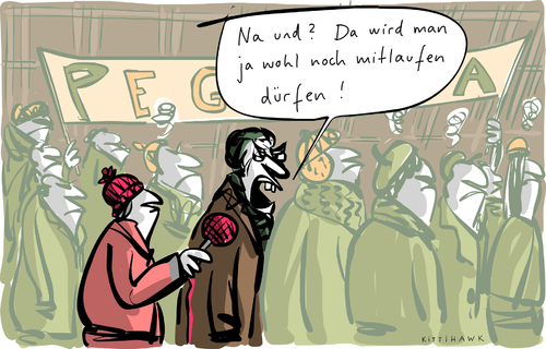 Cartoon: Mitlaufen (medium) by kittihawk tagged kittihawk,2015,pegida,demonstrationen,dresden,köln,berlin,münster,patriotische,dings,da,wird,man,ja,wohl,noch,mitlaufen,dürfen,das,sagen,ablehnung,dialog,presse,beschimpfung,mitläufertum,protest,kittihawk,2015,pegida,demonstrationen,dresden,köln,berlin,münster,patriotische,dings,da,wird,man,ja,wohl,noch,mitlaufen,dürfen,das,sagen,ablehnung,dialog,presse,beschimpfung,mitläufertum,protest