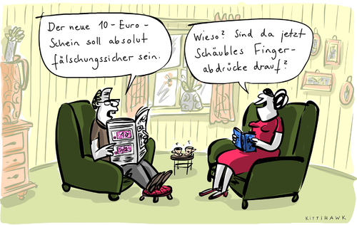 Cartoon: neuer Zehneuroschein (medium) by kittihawk tagged euro,zehn,neuer,2014,kittihawk,lesen,zeitung,ehepaar,wohnzimmer,fingerabdrücke,schäuble,fälschungssicher,einführung,zehneuroschein,schein,kittihawk,2014,neuer,zehn,euro,schein,zehneuroschein,einführung,fälschungssicher,schäuble,fingerabdrücke,wohnzimmer,ehepaar,zeitung,lesen