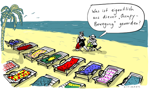 Cartoon: Occupy (medium) by kittihawk tagged occupy,bewegung,strand,ehepaar,sonne,liegestuhl,handtuch,liege,besetzen,reservieren,belegen,urlaub,strandurlaub,freizeit,reisen,verreisen,kittihawk,2015,occupy,bewegung,strand,ehepaar,sonne,liegestuhl,handtuch,liege,besetzen,reservieren,belegen,urlaub,strandurlaub,freizeit,reisen,verreisen,kittihawk,2015