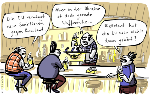 Cartoon: Sanktionen gegen Russland (medium) by kittihawk tagged kittihawk,2014,waffenruhe,eu,sanktionen,gehört,in,kraft,treten,russland,wirtschaftssanktionen,europa,ukraine,neue,kneipe,stammtisch,bier,kittihawk,2014,waffenruhe,eu,sanktionen,gehört,in,kraft,treten,russland,wirtschaftssanktionen,europa,ukraine,neue,kneipe,stammtisch,bier